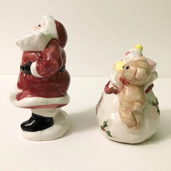 Vtg Fitz and Floyd Christmas Santa and Bag Salt Pepper Shakers Old World - Picture 3 of 16